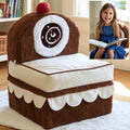 Childrens gray chair from PedestalDiningCo, designed for kids, featuring a chocolate cake theme, ideal for home and garden decor.