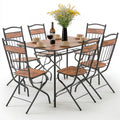 Rectangular dining table with four matching chairs in gray, part of the Pedestaldiningco dining set for home and garden.