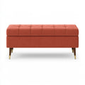 Pink velvet storage bench from PedestalDiningCo, featuring a stylish and functional design for living room or home decor.