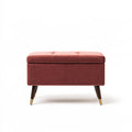 Pink velvet storage bench from PedestalDiningCo, featuring a soft cushioned seat and stylish design for living room decor.
